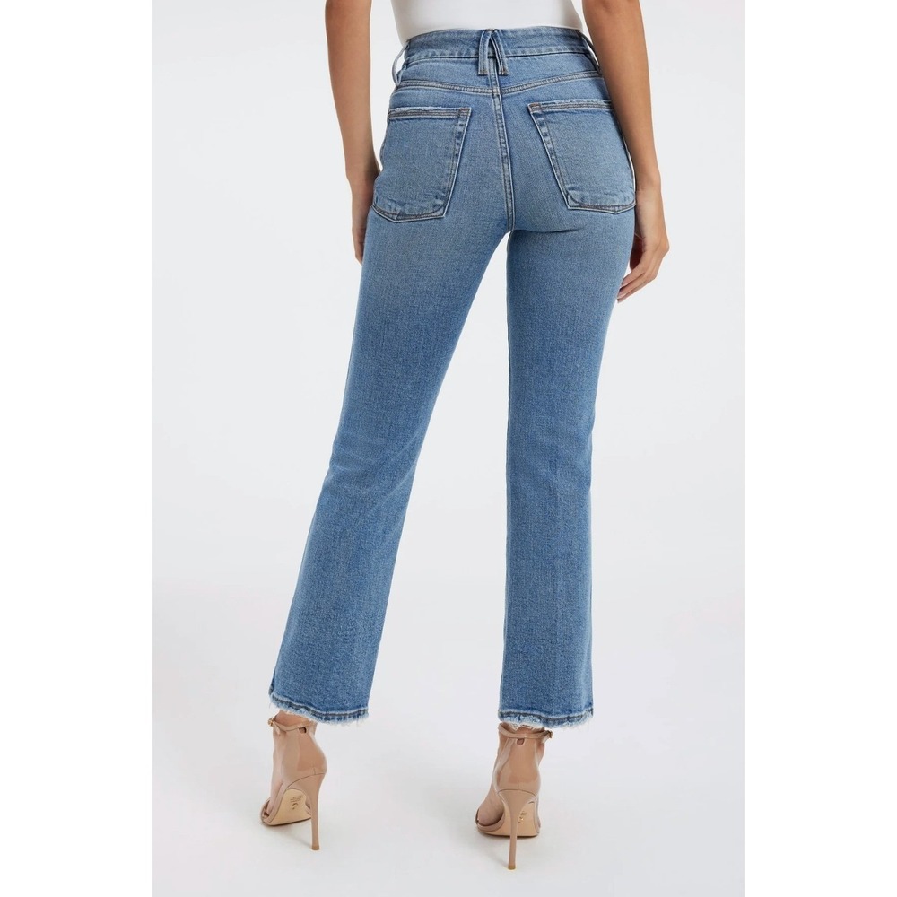 Good American Good Curve Straight Jeans Indigo338 High Rise Distressed 4 / 27 - Picture 4 of 11